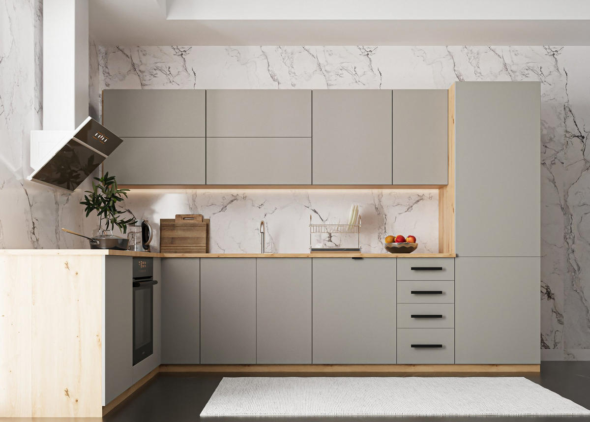 WINKELKÜCHE 330 x 210 cm Aspen K53-M330 - Beige, Holz (330/212/210cm)
