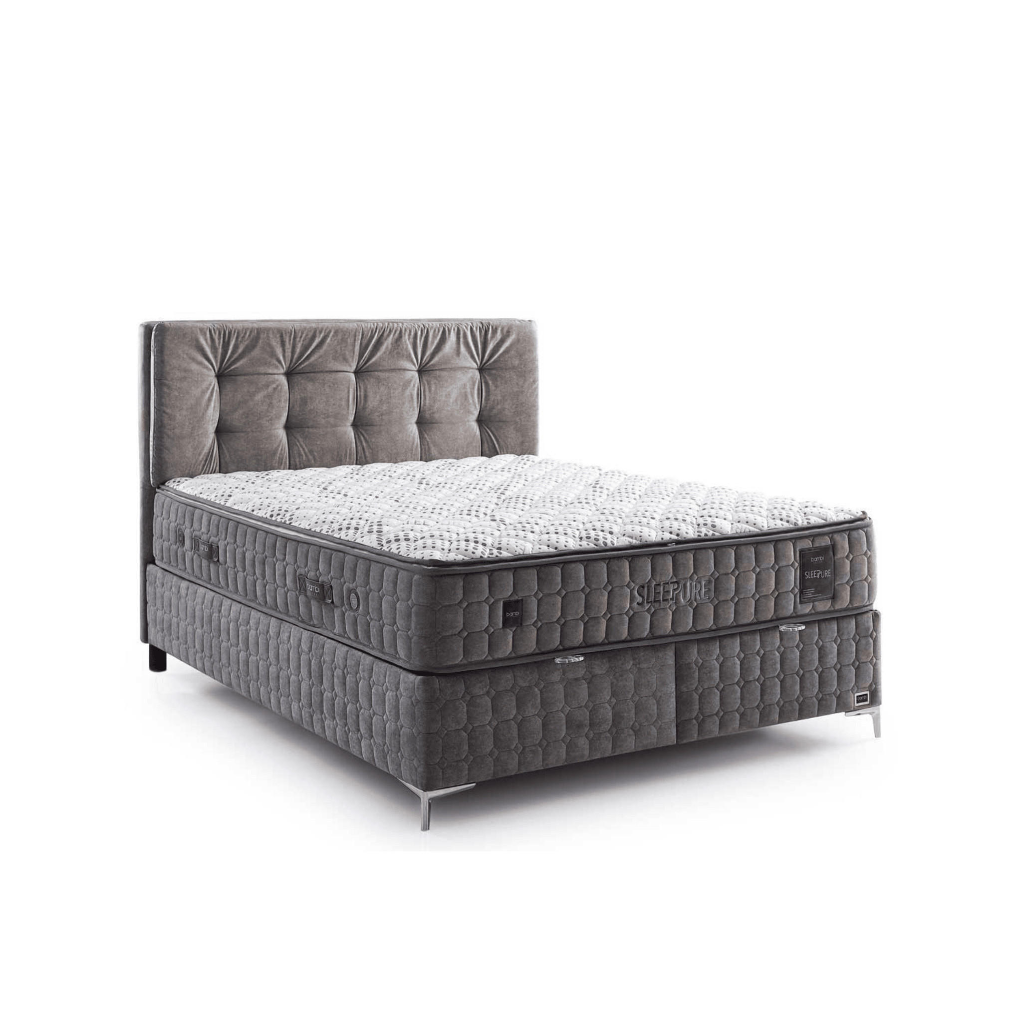 BOXBETT Sleepure Set 180x200 - Grau, Holz/Metall (180/200cm) - Bambi