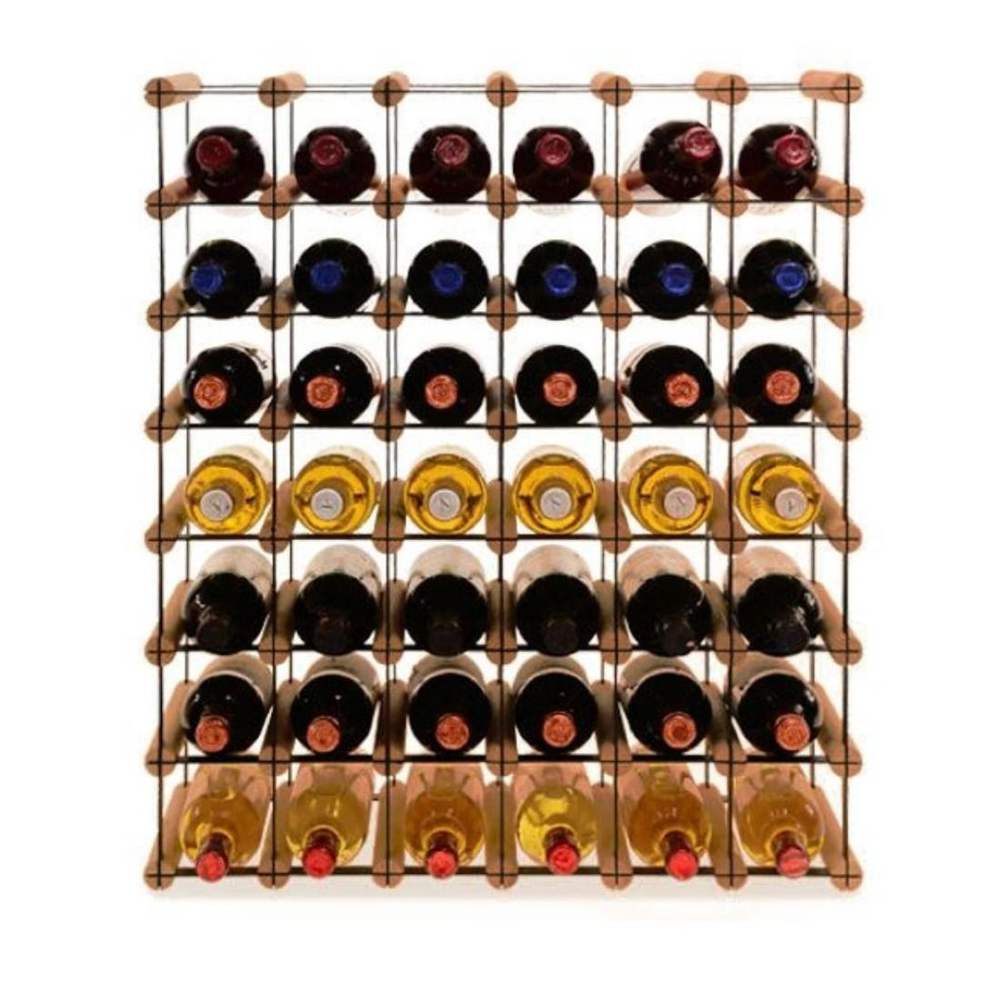 WEINREGAL Vinotega Mod Metal 72,5x62,5x24,5 cm 6x7 Flaschen Massives Kiefernholz Braun Geölt - Braun, Holz (62.5/72.5/24.5cm) - PROREGAL