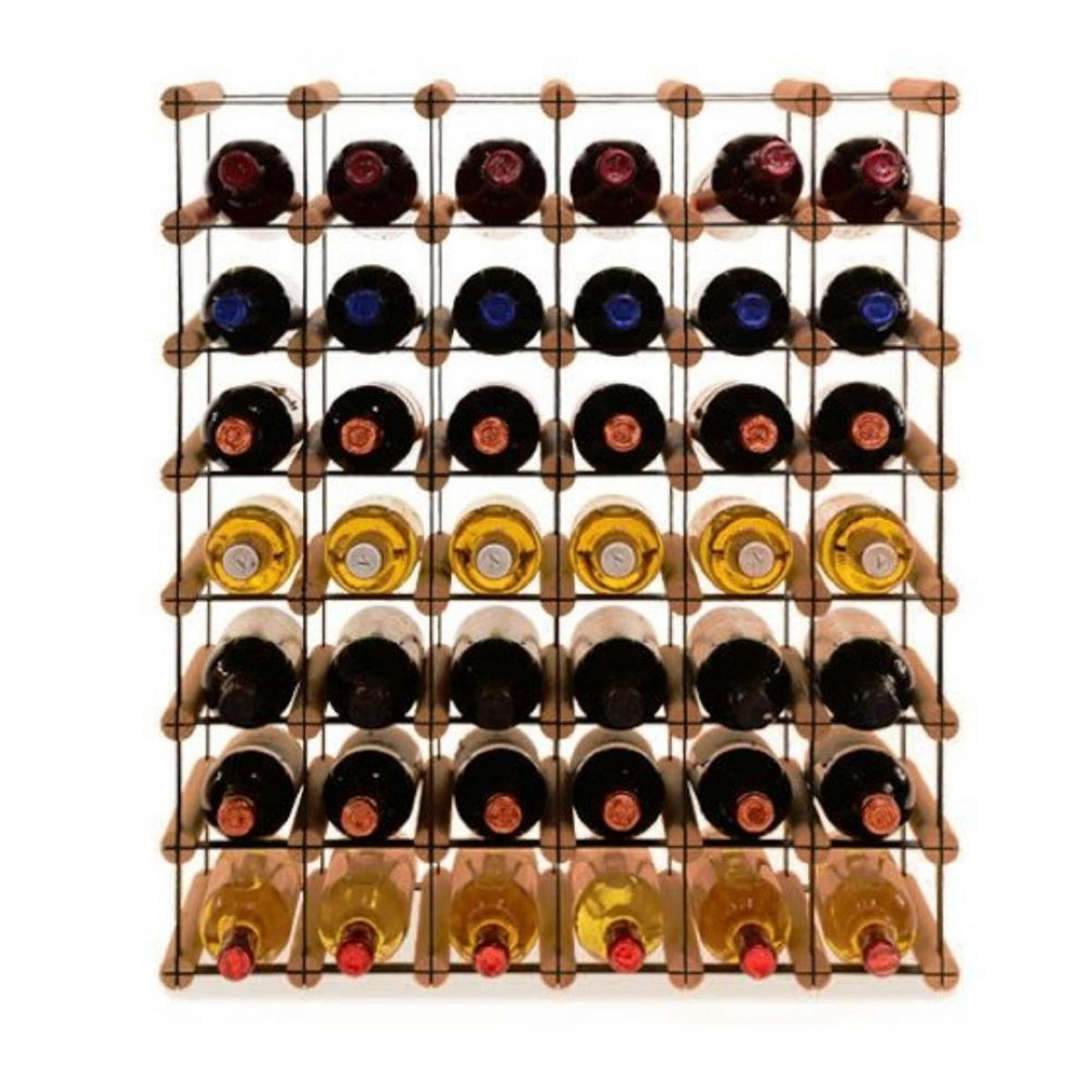 WEINREGAL Vinotega Mod Metal 72,5x62,5x24,5 cm 6x7 Flaschen Massives Kiefernholz Braun Geölt - Braun, Holz (62.5/72.5/24.5cm) - PROREGAL