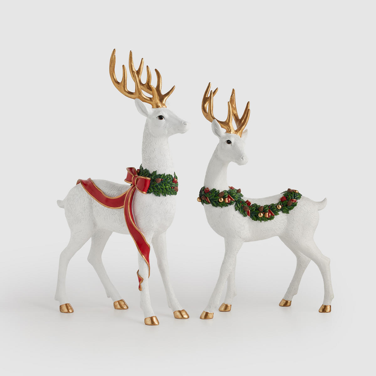 DEKOFIGUR Wreathdeer, Weiß, 55.5 x 11 x 35 cm, Dekorative Weihnachtsdeko - Weiß, Kunststoff (11/55.5/35cm) - home&you