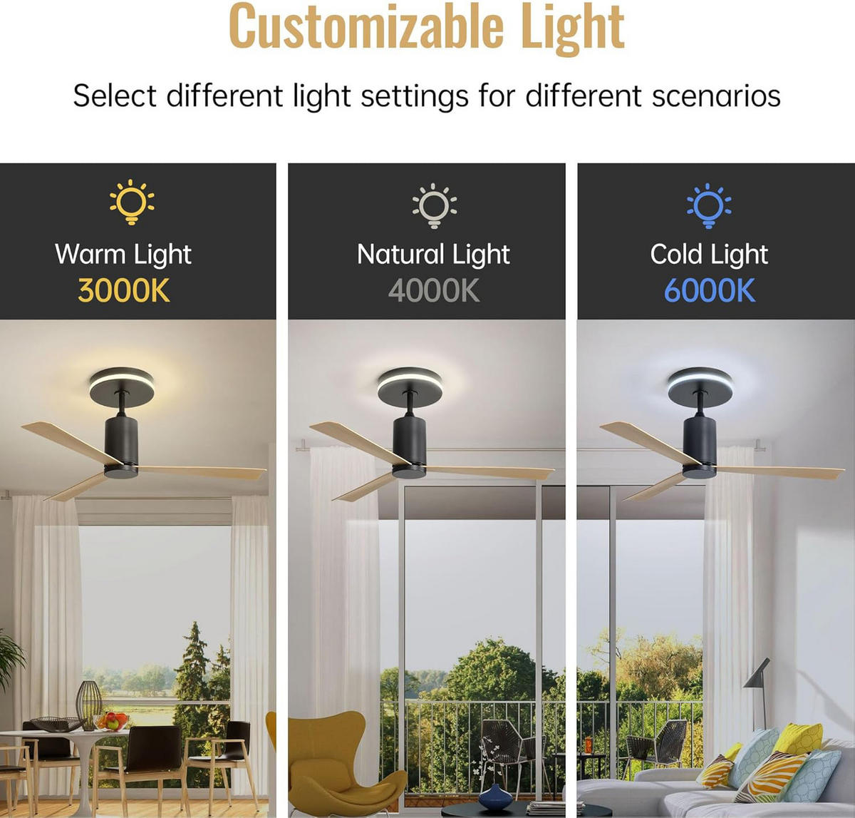 DECKENVENTILATOR DE-16329 flach mit LED & reversibel Nickel - Naturfarben, Kunststoff (132/132/65.5cm) - ComfortXL