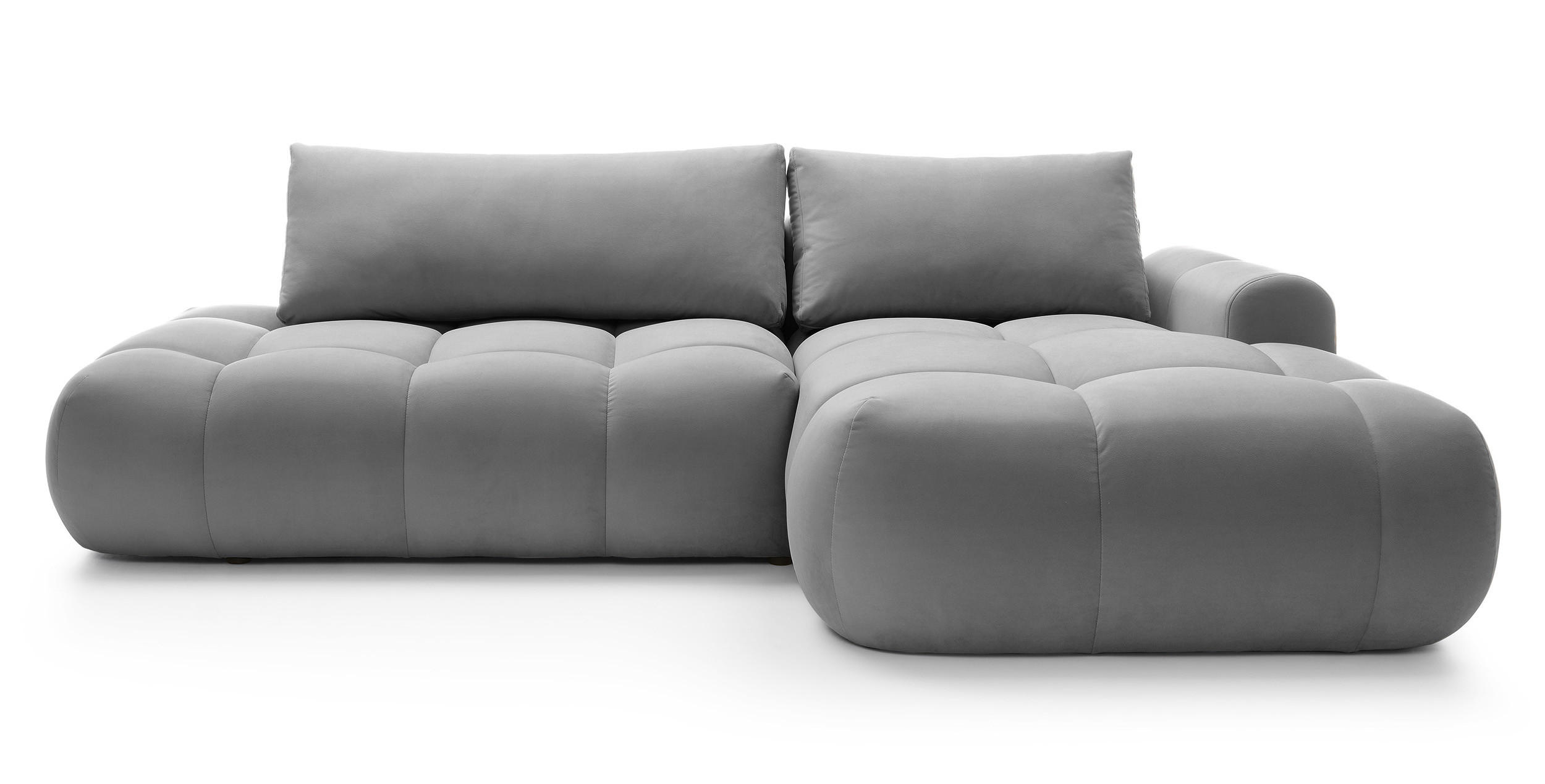 ECKSOFA Ombo Grau Velours 280 cm - Schwarz/Grau, Kunststoff/Textil (284/167cm) - Selsey