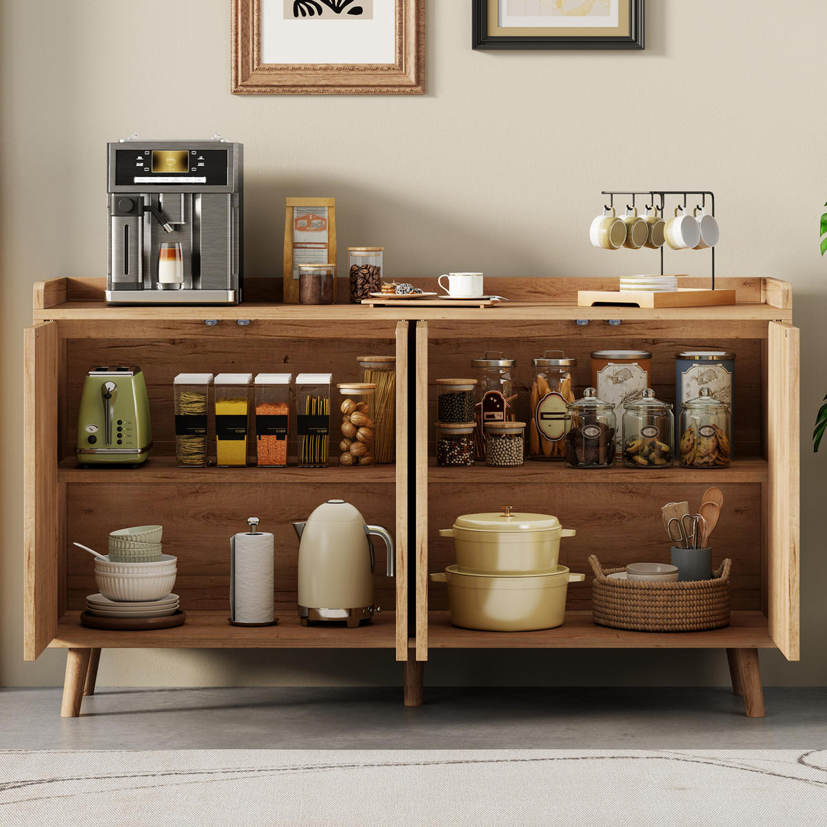 SIDEBOARD DE-38640 140/40/84 cm 4 Türen und verstellbare Böden Natur - Naturfarben, Holzwerkstoff (140/84/40cm) - ComfortXL