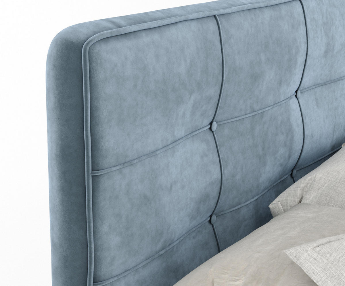 BOXSPRINGBETT Semplice Blau Grau 140/200 cm - Blaugrau/Schwarz, Holz/Holzwerkstoff (140/200cm) - Maison de Reve