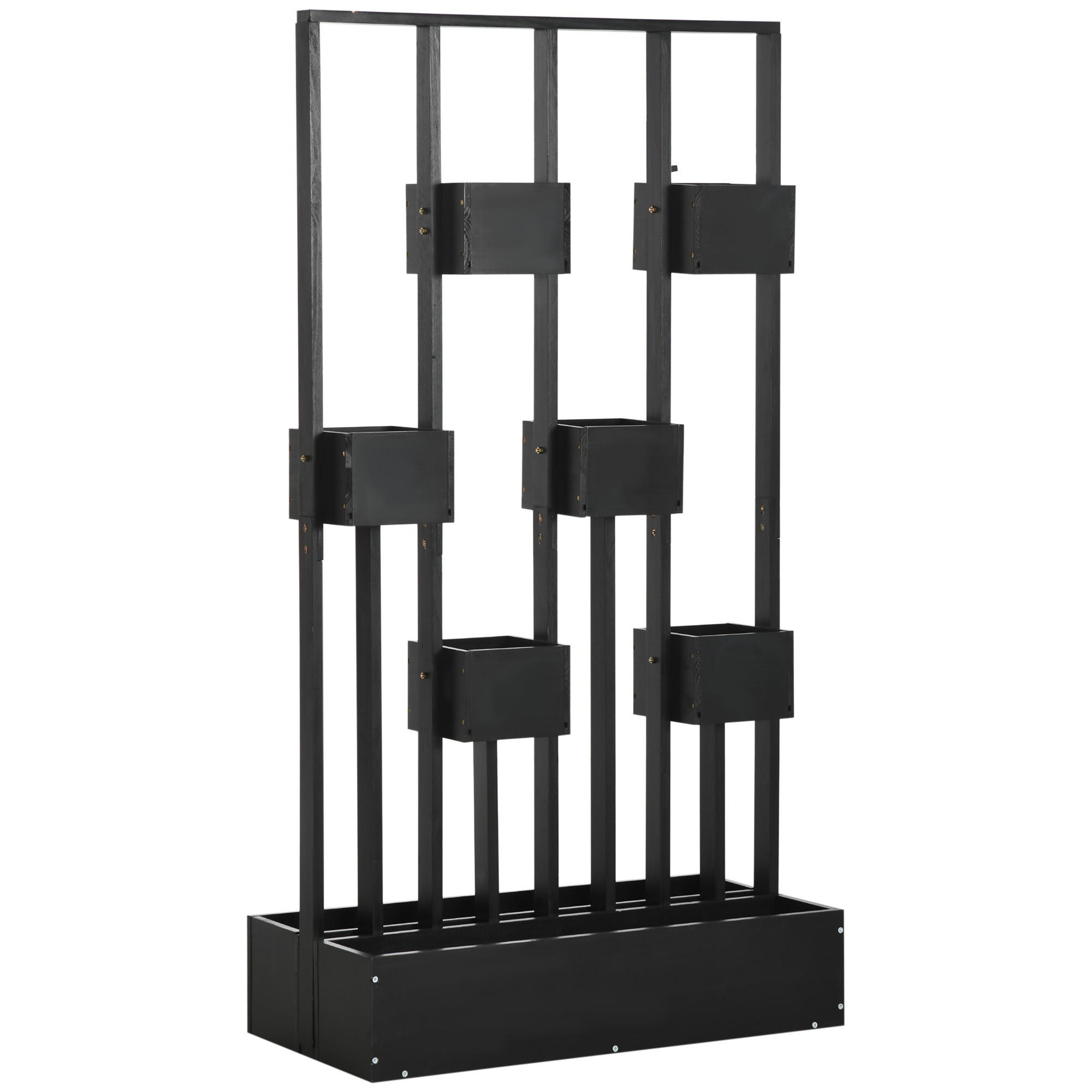 BLUMENKASTEN, Tannenholz, Schwarz - Schwarz, Holz (45/170/90cm) - Outsunny