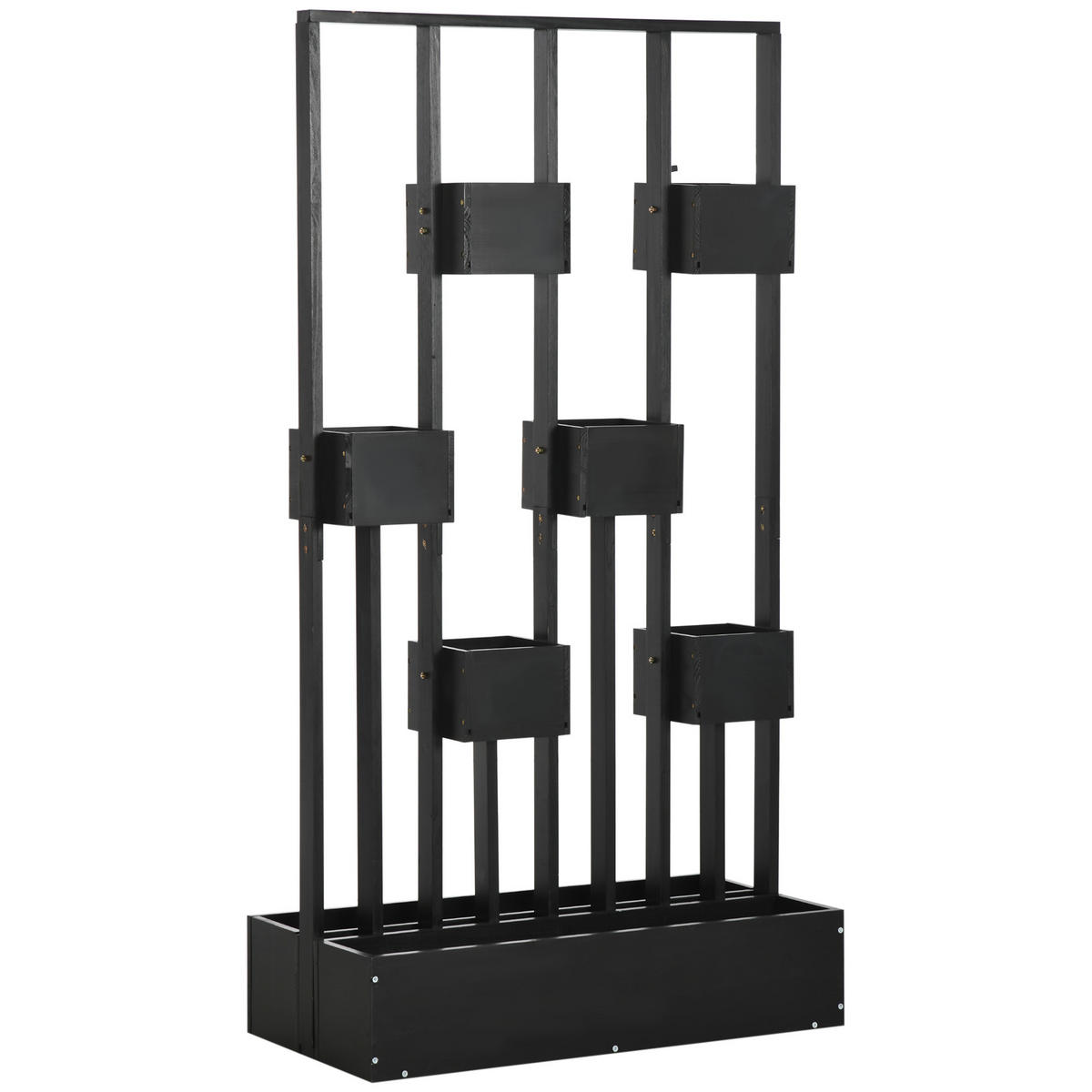 BLUMENKASTEN, Tannenholz, Schwarz - Schwarz, Holz (45/170/90cm) - Outsunny