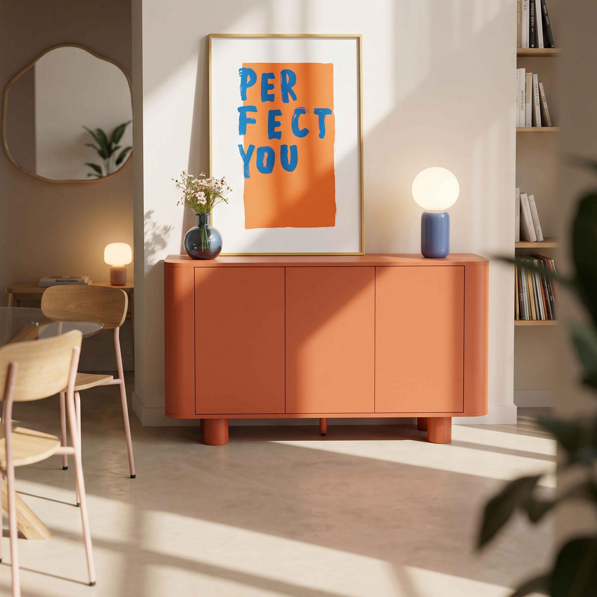 SIDEBOARD 120 cm, Orange - Orange, Holz (120/75/40cm) - Oviala