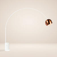 STEHLAMPE Ball Bogenlampe Marmor Weiß/Kupfer - Weiß, Stein (30/30/220cm) - s.luce