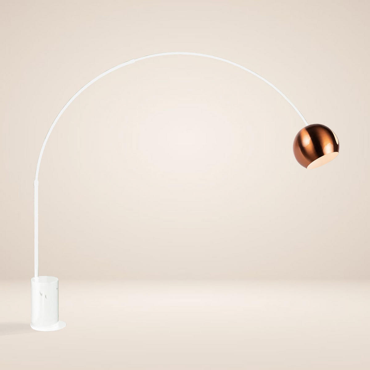STEHLAMPE Ball Bogenlampe Marmor Weiß/Kupfer - Weiß, Stein (30/30/220cm) - s.luce