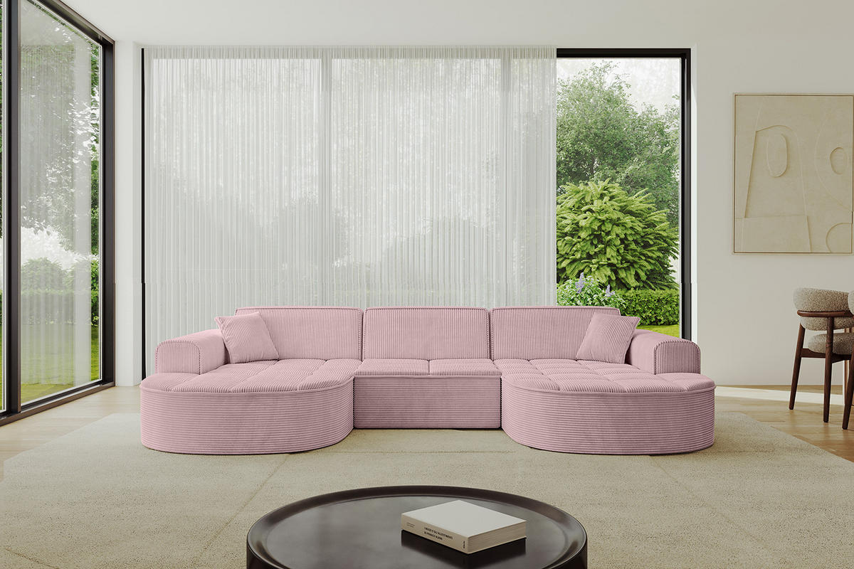 WOHNLANDSCHAFT TARO-U1 - 303x171x79,5 cm Rosa - Rosa, Holzwerkstoff/Textil (303/79.5/171cm) - ALTDECOR