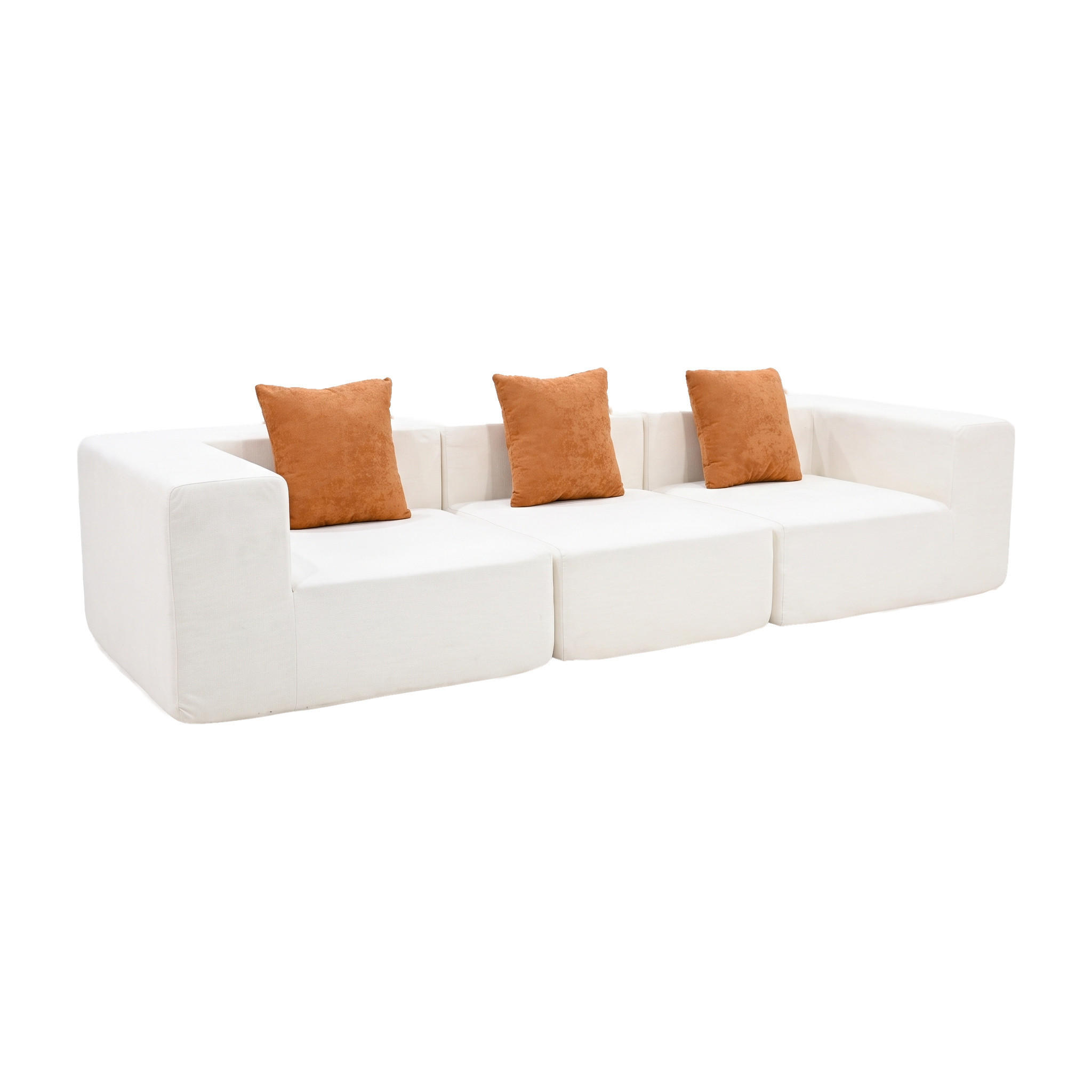 SOFA Pure - Weiß Orange - Weiß, Textil (300/62/100cm) - COCO Living