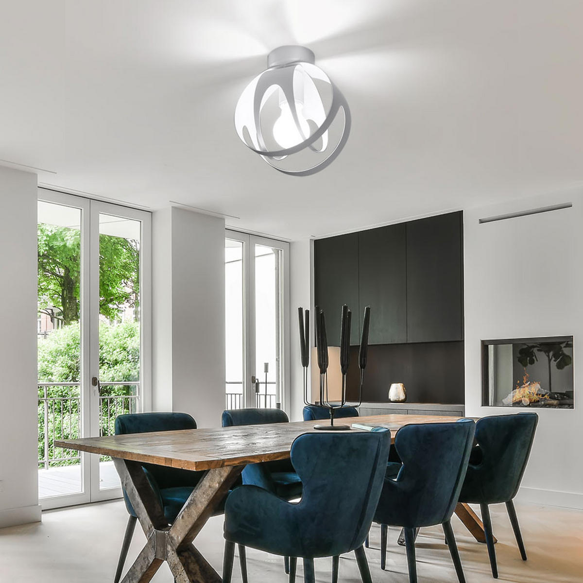 DECKENLEUCHTE Metall Muster Weiß - Weiß, Metall (16/16/21cm)