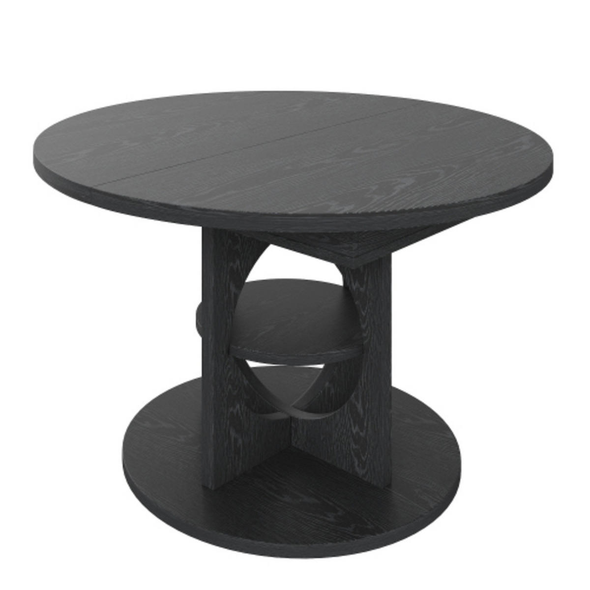 ESSTISCH Ausziehbarer 110-150×110×76 cm aus MDF und Metall mit mittlerem Ablageregal, schwarz - Schwarz, Holzwerkstoff (150/110/76cm) - Luhomfu