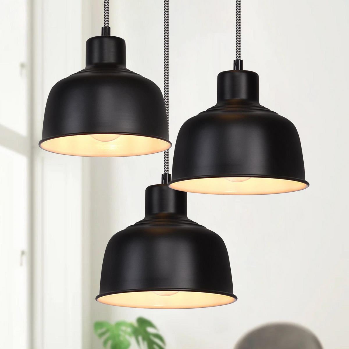 HÄNGELEUCHTE Selma 3-flammig 10/18/170 cm - Schwarz, Metall (10/18/170cm) - Nettlife