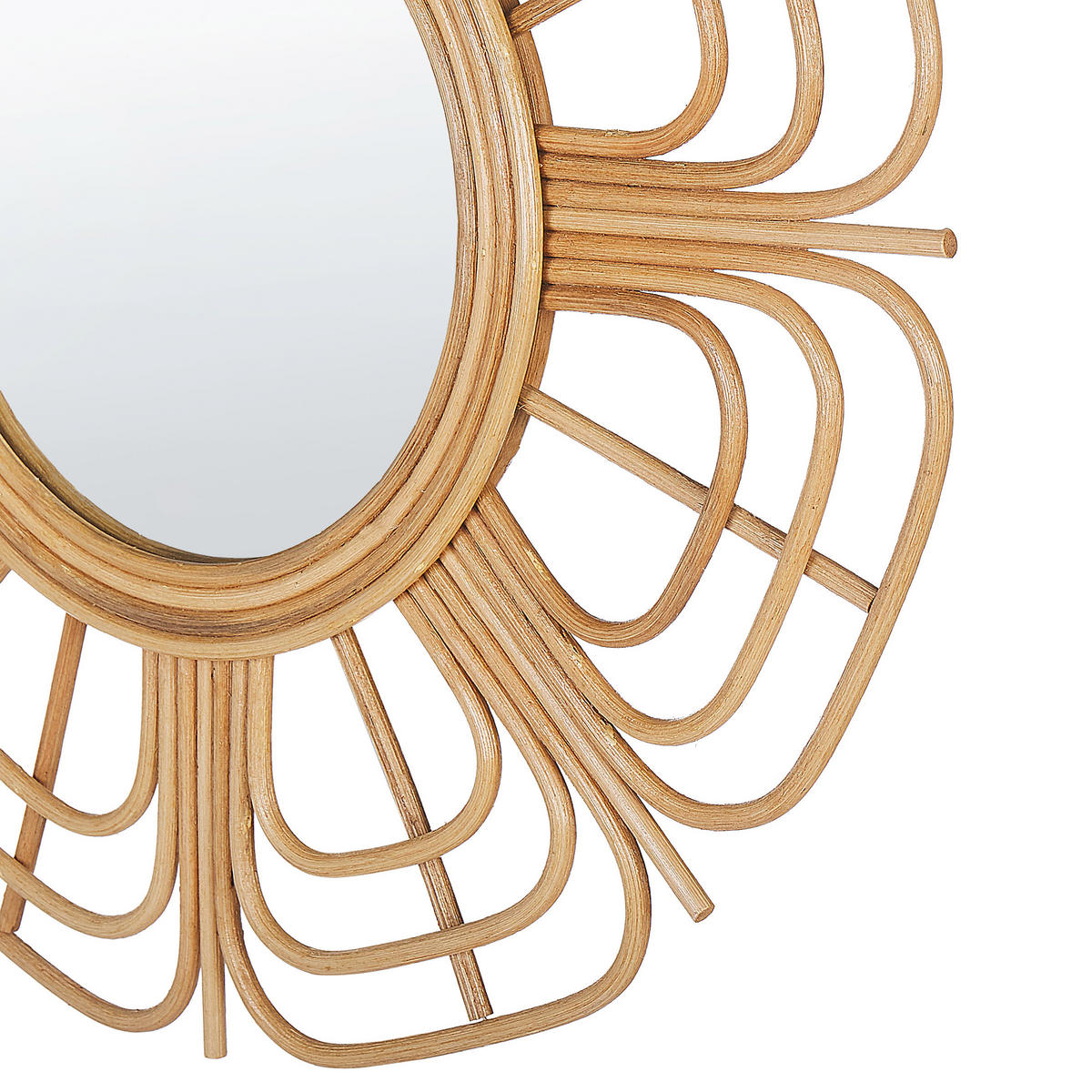 WANDSPIEGEL Rattan natürlich Sonnenform 60 cm Pasaku - Beige/Naturfarben, Naturmaterialien (60/60/1cm) - Beliani