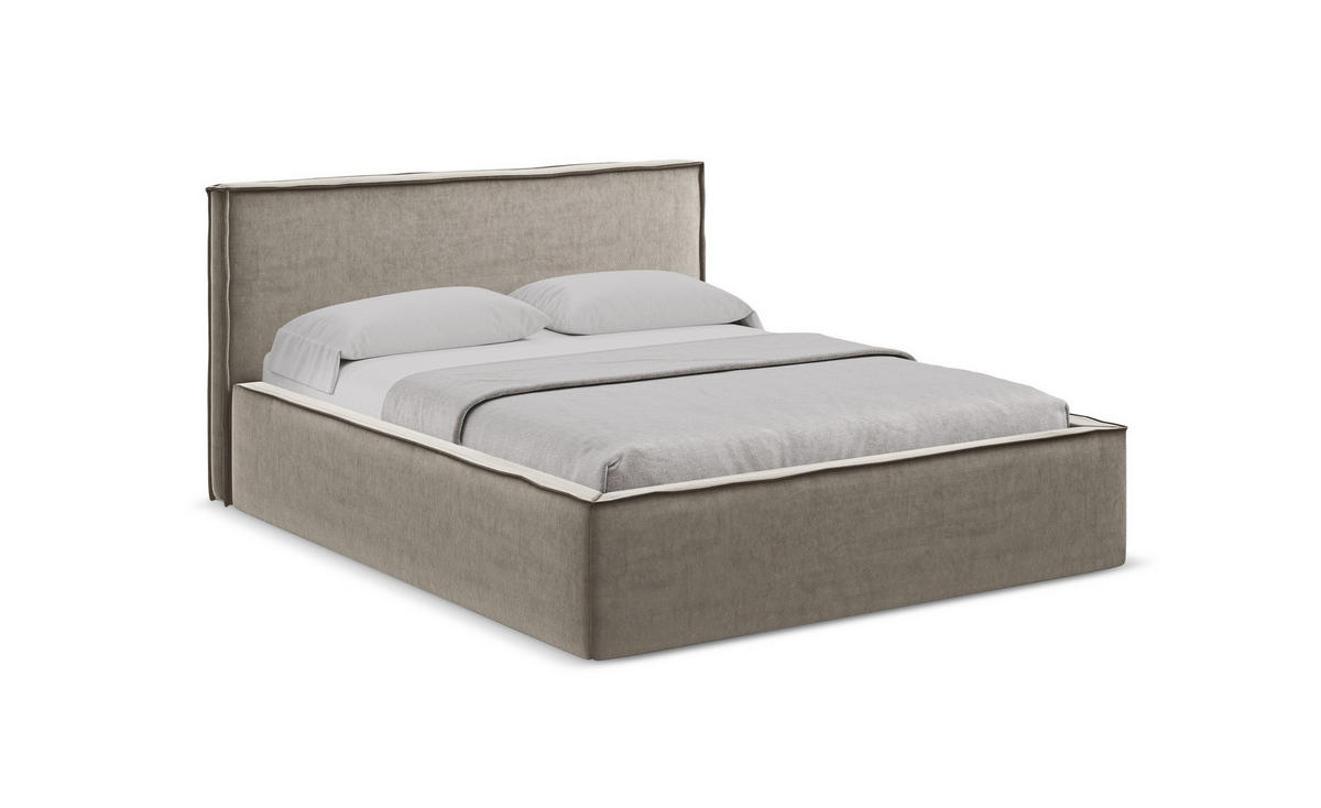 POLSTERBETT mit Bettkasten und Lattenrost 180x228 Grau - Taupe/Schwarz, Kunststoff/Textil (160/200cm) - Makamii