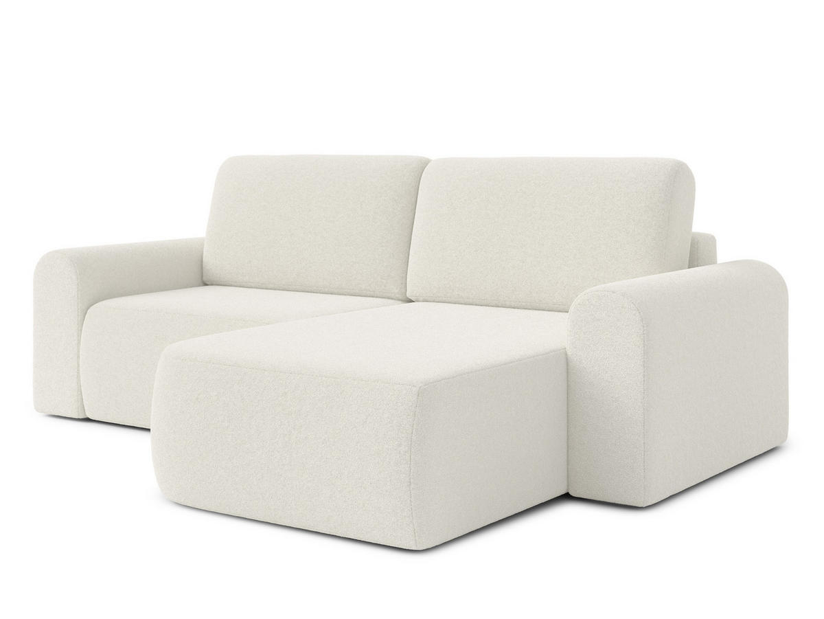 ECKSOFA L Form Otterton Creme 250/180/95 cm Rechts mit Schlaffunktion - Creme/Schwarz, Kunststoff/Textil (250/180cm) - AX Living