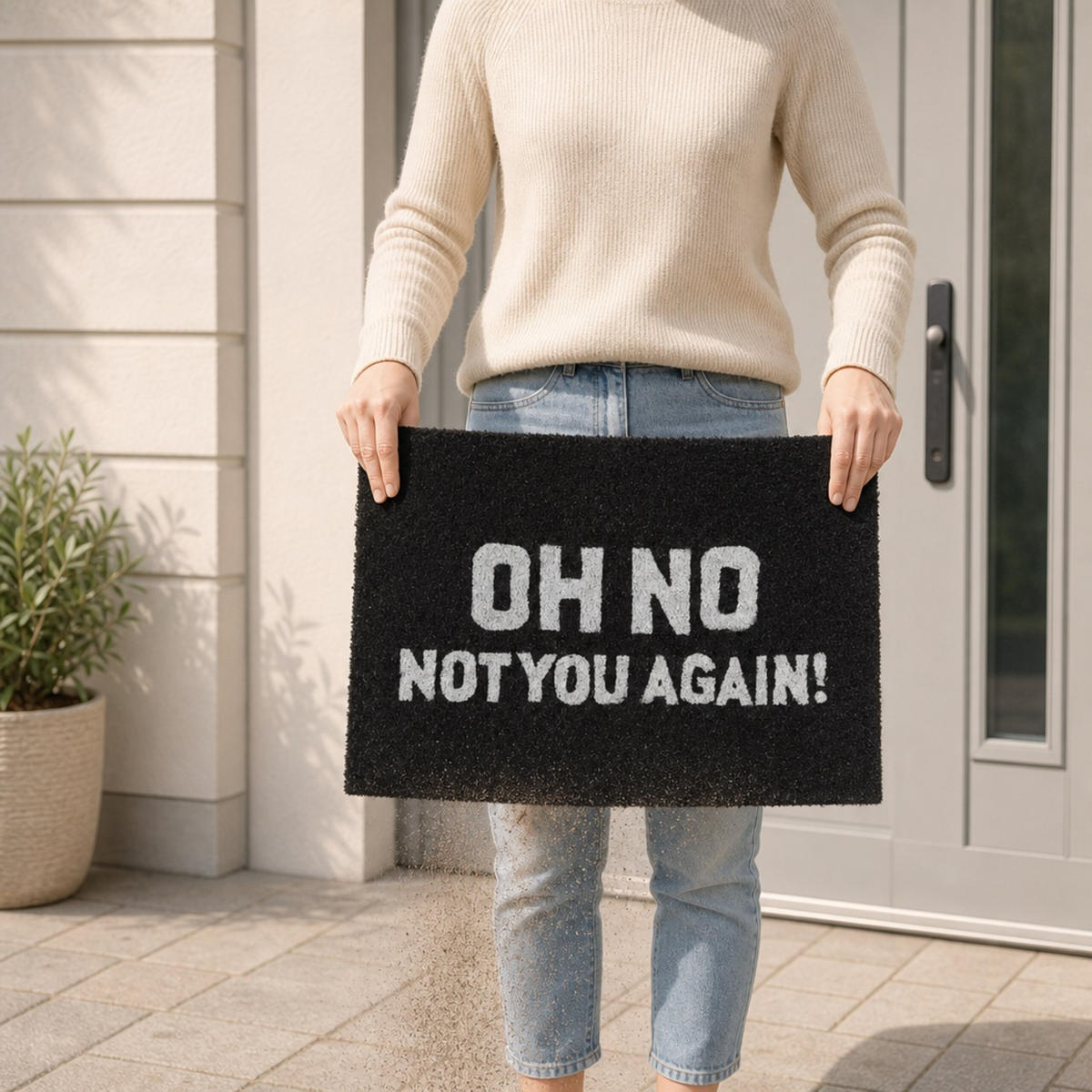 ROHOŽKA Černá Bílá 60x40 cm Oh No Not You Again - černá, textil/plast (60/40cm) - Relaxdays
