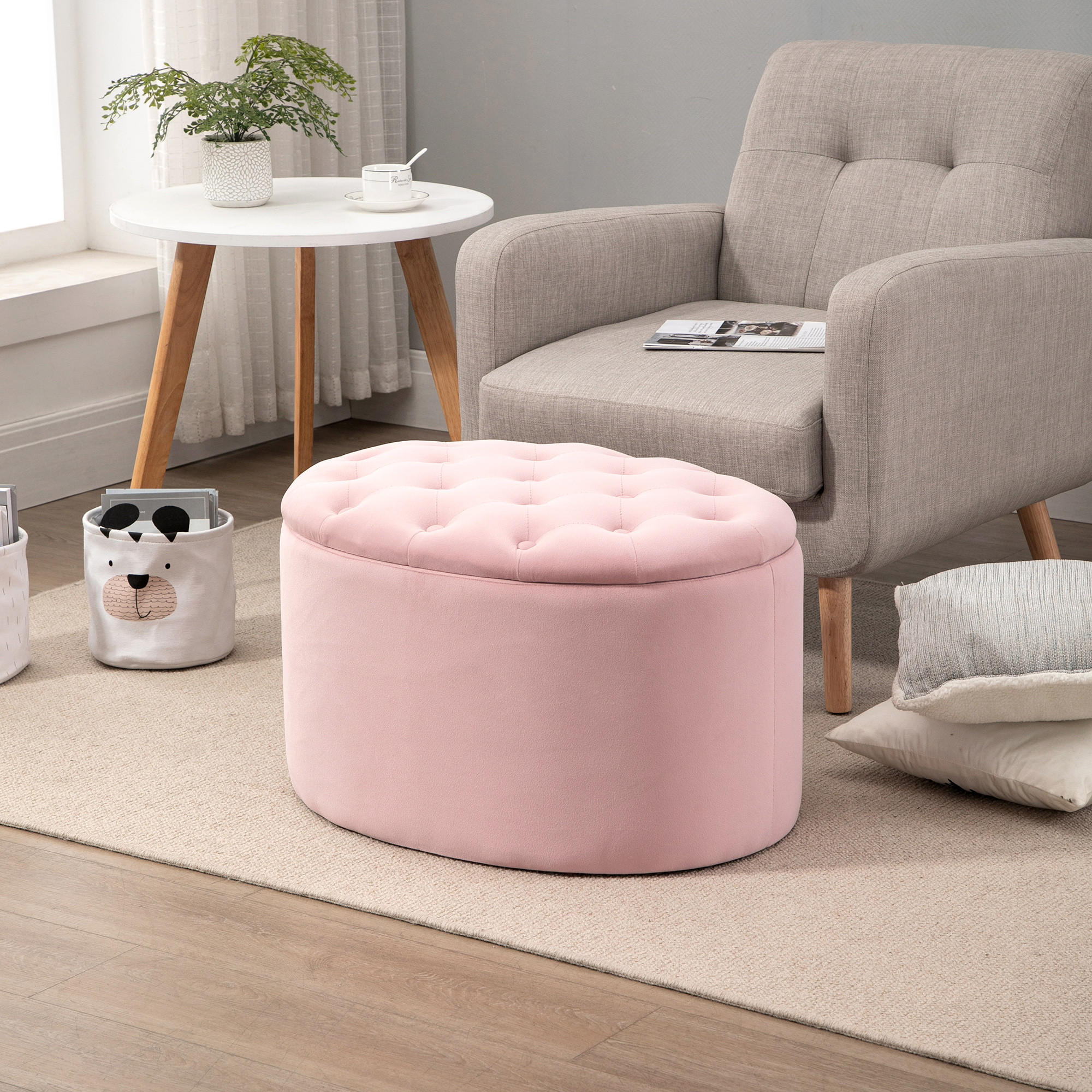 SITZBANK, Polsterbank, Ovale, Rosa - Rosa, Kunststoff (52/42/71cm) - HOMCOM