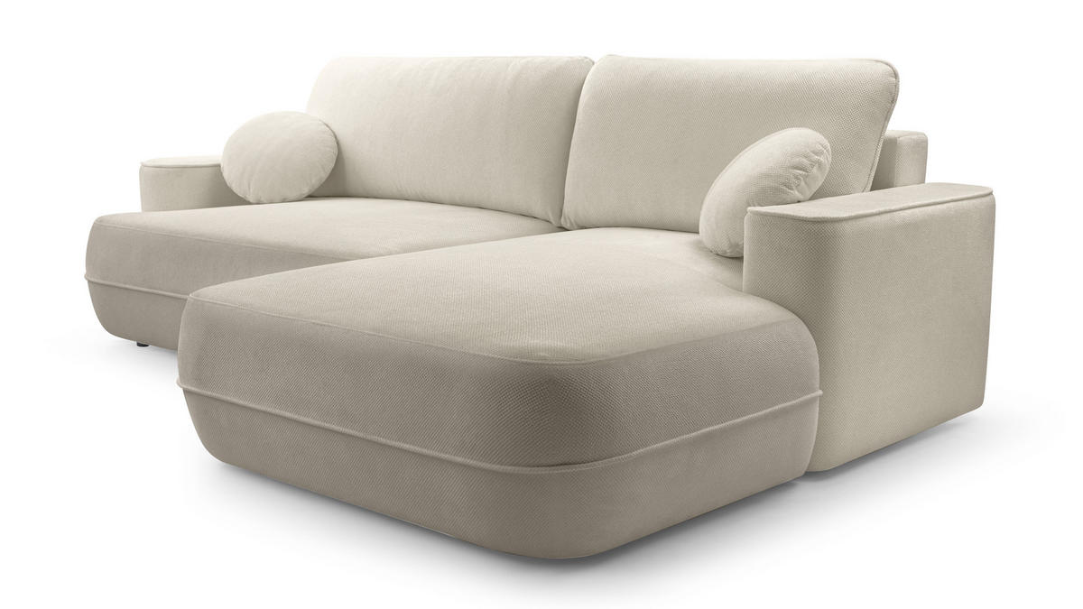 ECKCOUCH L Form Peoni Beige 267/168/87 cm mit Schlaffunktion R - Beige/Schwarz, Kunststoff/Textil (267/168cm) - AX Living