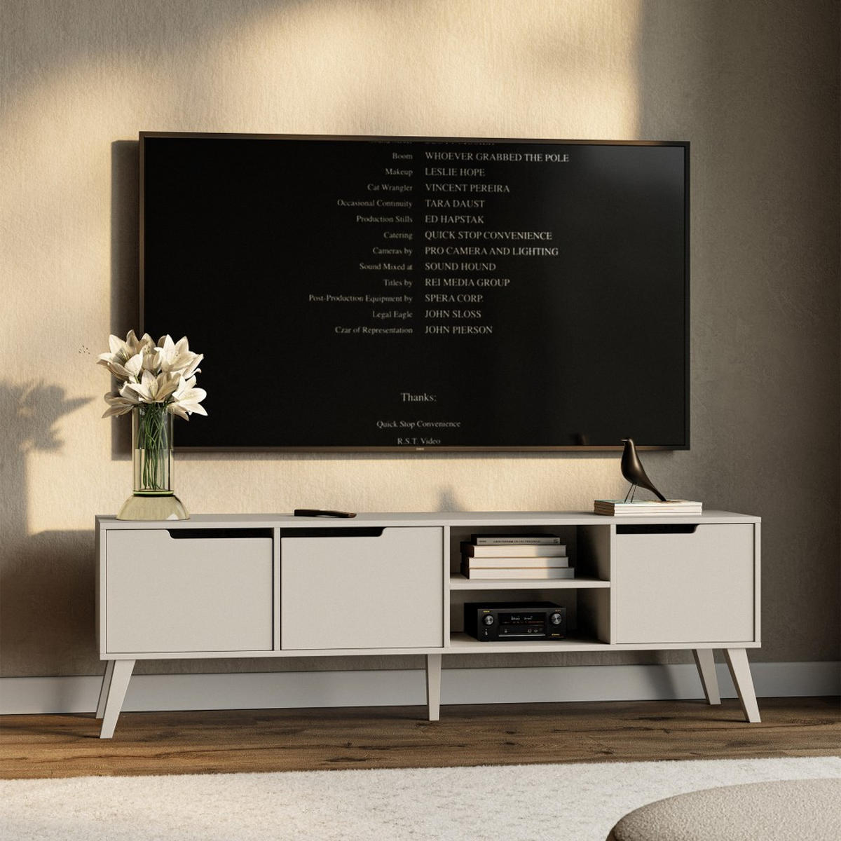 LOWBOARD Norel mit 3 Türen, 180 cm, Kaschmir - Kaschmir, Holz/Holzwerkstoff (180/55/40cm) - Beautysofa