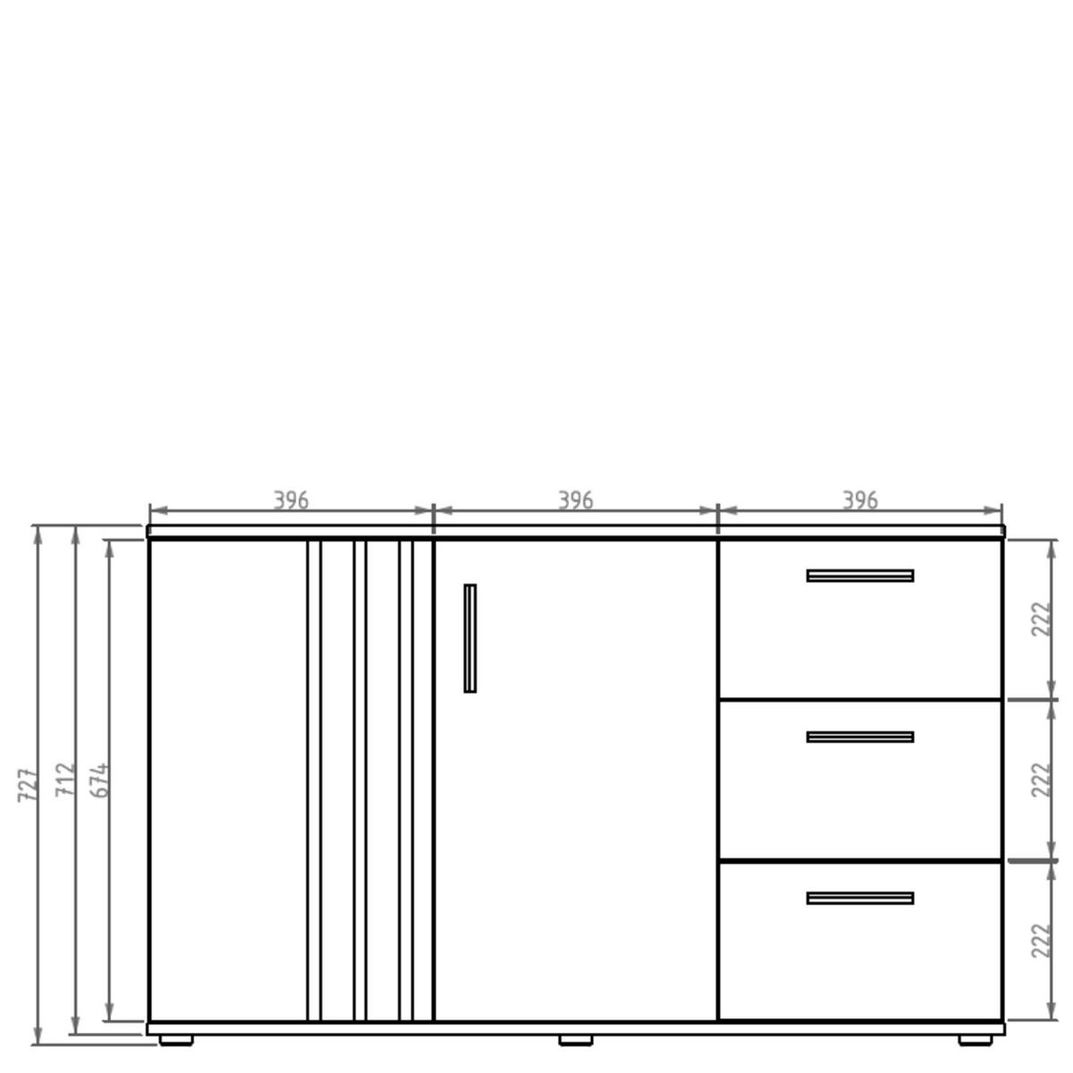 KOMMODE FERIO Kombikommode, Modern - Schwarz, Holzwerkstoff (120/73/35cm) - KONSIMO®