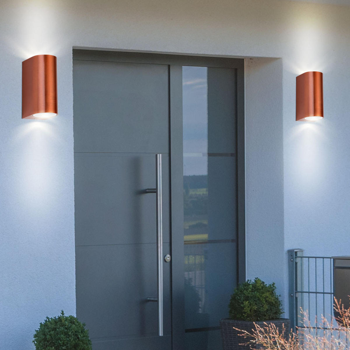 LED AUSSEN-WANDLEUCHTE Kupfer Aluminium 4er Set - Kupferfarben, Metall (6.5/14.5/9.4cm)