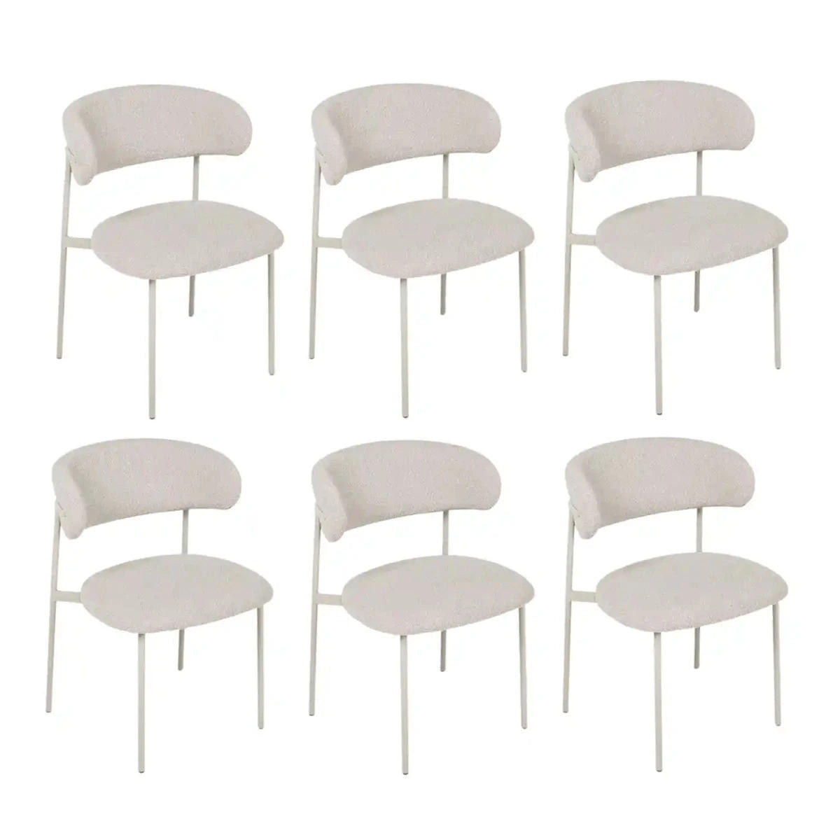 STUHL-SET 6 Stück in Teddystoff Beige - Beige, Textil/Metall (55/70/55cm) - Furnhouse