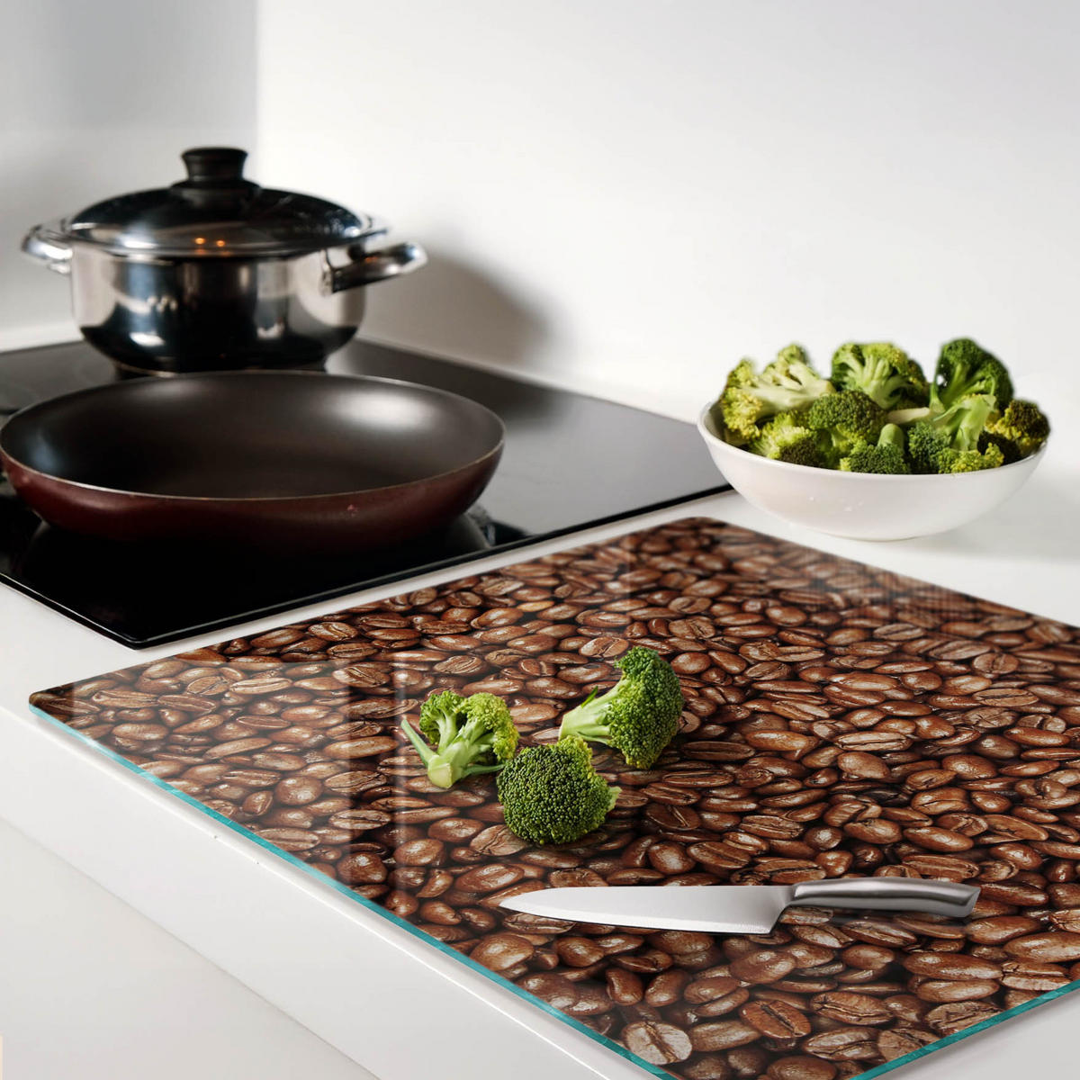 GLASPLATTE 60x52 cm Kaffeebohnen - Braun, Glas (60/0.4/52cm) - TULUP