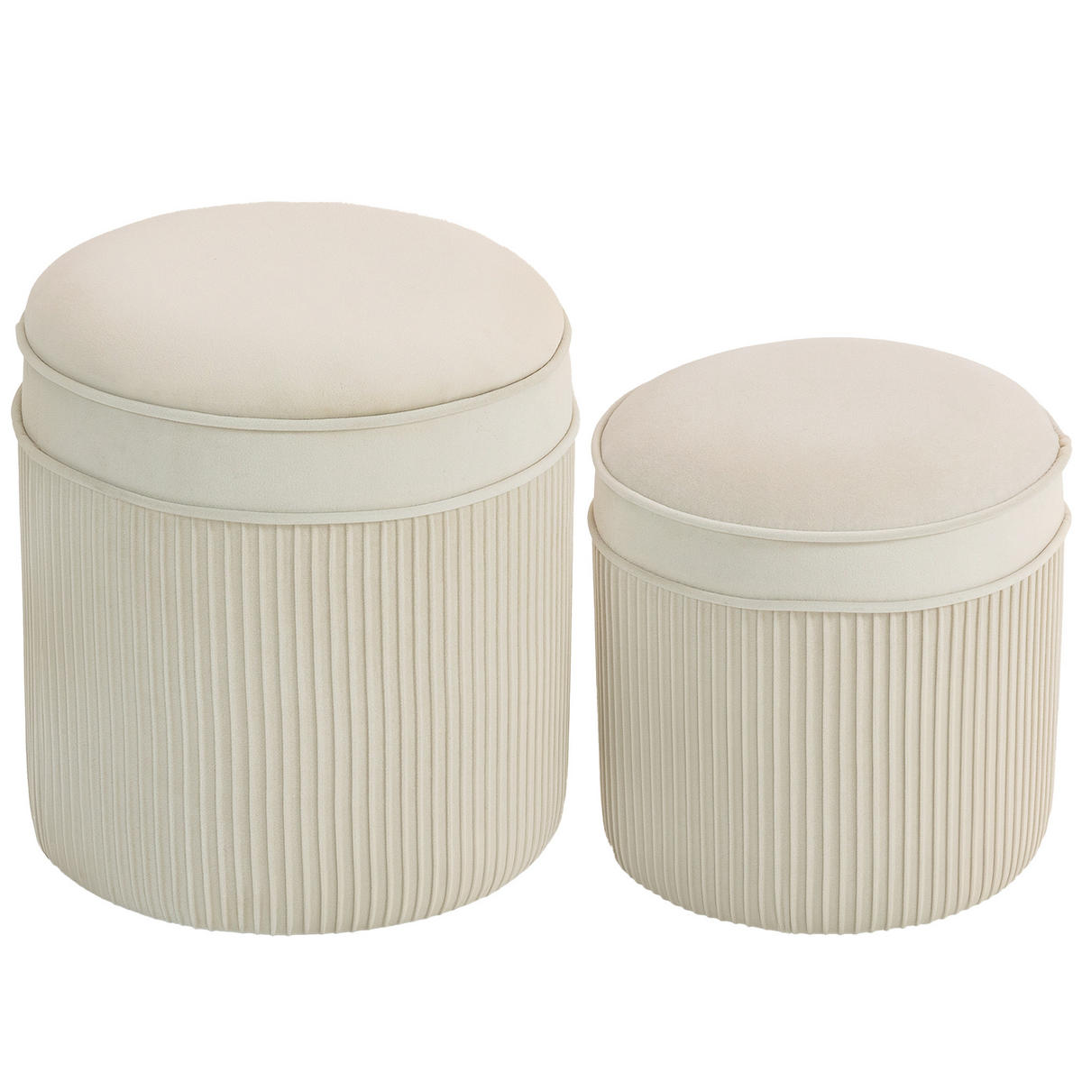 SITZHOCKER mit Stauraum Hocker und Deckel, Samtoptik - Creme/Weiß, Textil (36/41.5/36cm) - HOMCOM
