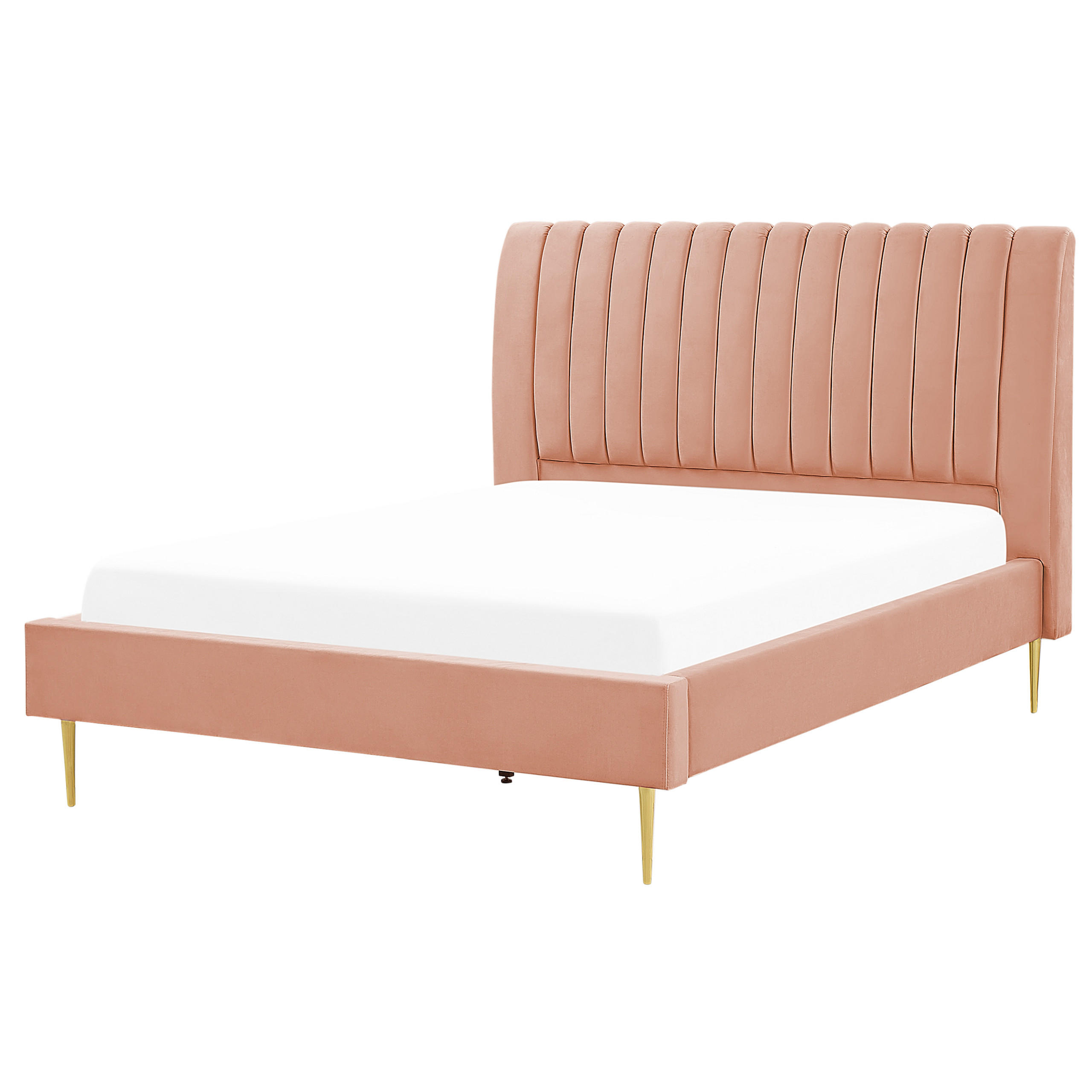 POLSTERBETT 140/200cm Pfirsichrosa Marville - Pink, Textil (140/200cm) - Beliani
