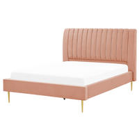 POLSTERBETT 140/200cm Pfirsichrosa Marville - Pink, Textil (140/200cm) - Beliani
