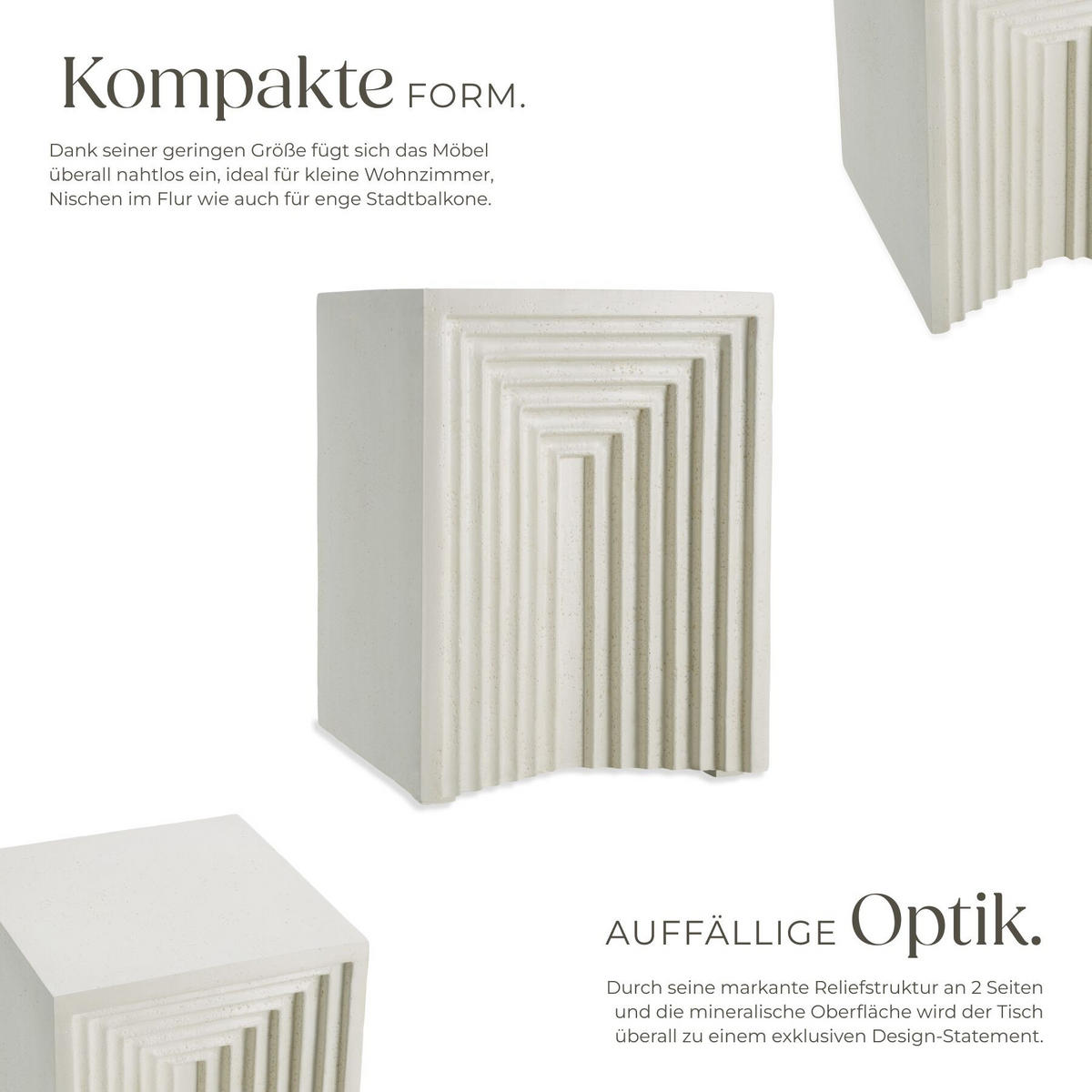 BEISTELLTISCH Aline, 38 x 38 x 51 cm, creme - Creme, Keramik (38/38/51cm) - tectake