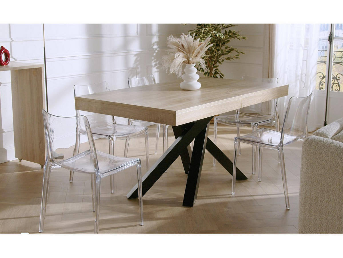 AUSZIEHBARER Tisch - 8 , 10 -Sitzer - MDF - naturfarben hell - CATONAV - Schwarz/Naturfarben, Holz (90/240/75cm) - Vente-Unique