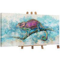 GEMÄLDE Leguan auf Keilrahmen 160x80 cm - Türkis, Holz (160/80cm) - YS-art gallery