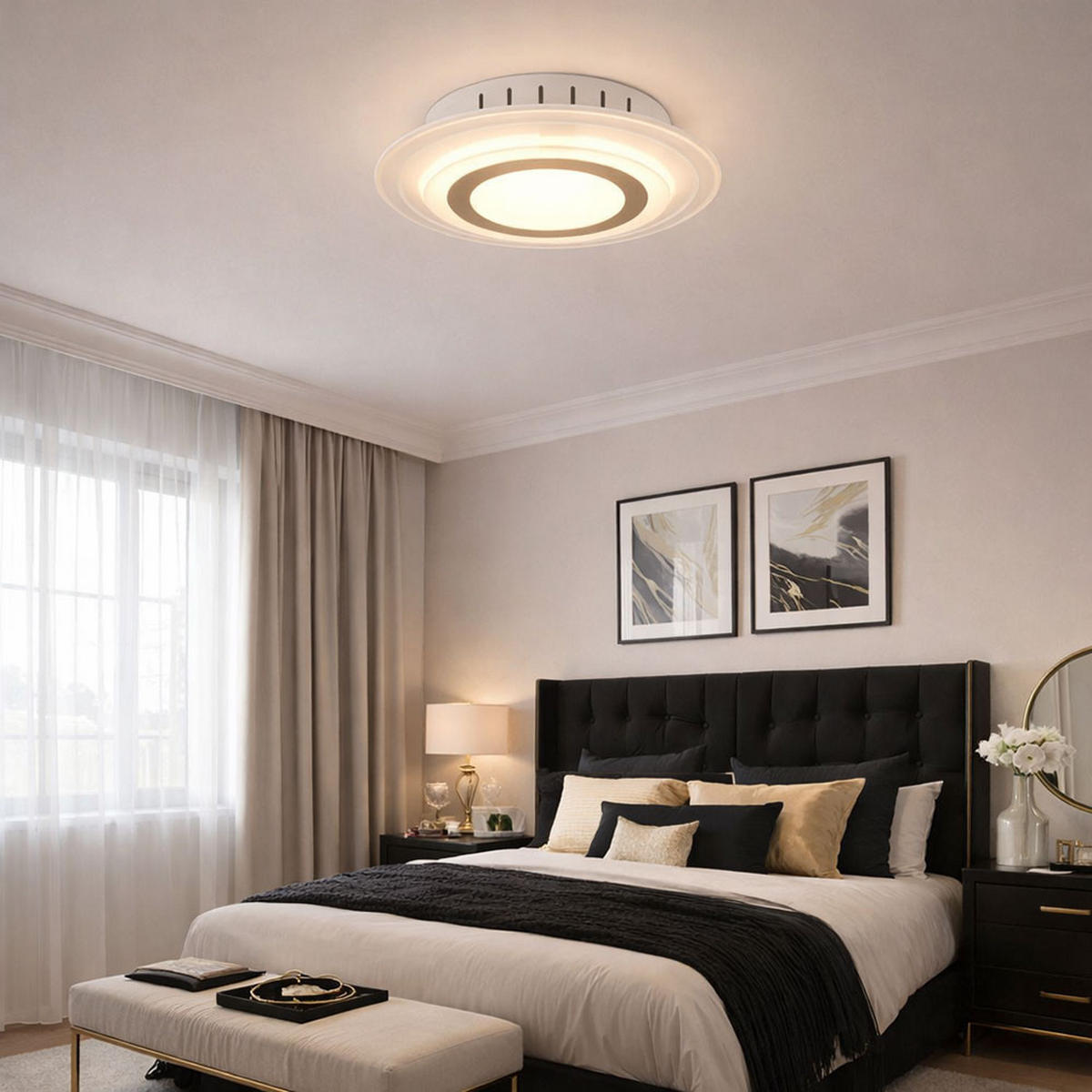 LED DECKENLEUCHTE Glas Silber rund 2er Set - Silberfarben, Glas (30/30/7.2cm)