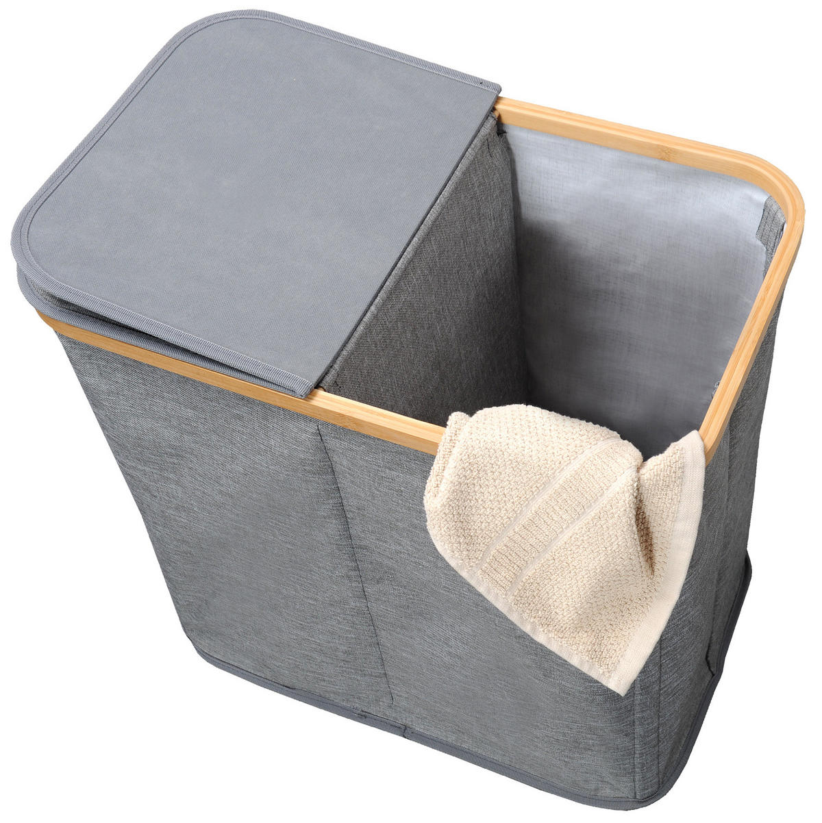 WÄSCHESAMMLER mit 2 Kammern 50/33/54,5 cm - Grau, Textil (33/54.5/50cm) - Kesper