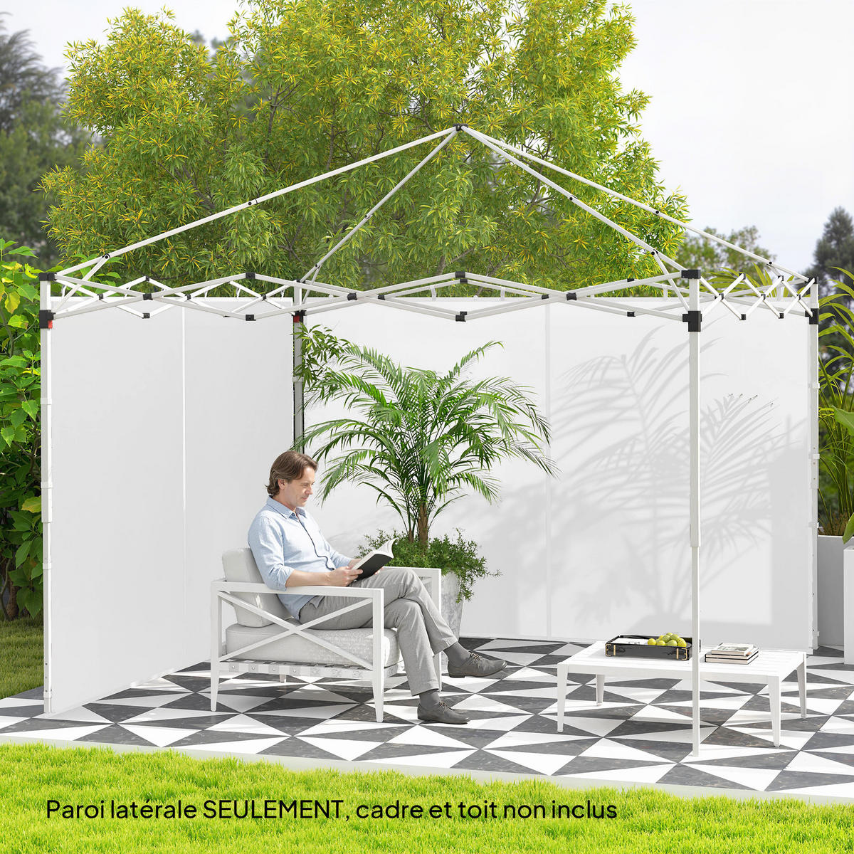 SEITENWÄNDE DE-12731 2er-Set für 3x3/3x6 m mit Klettverschluss Weiß - Weiß, Textil (1/195/295cm) - ComfortXL