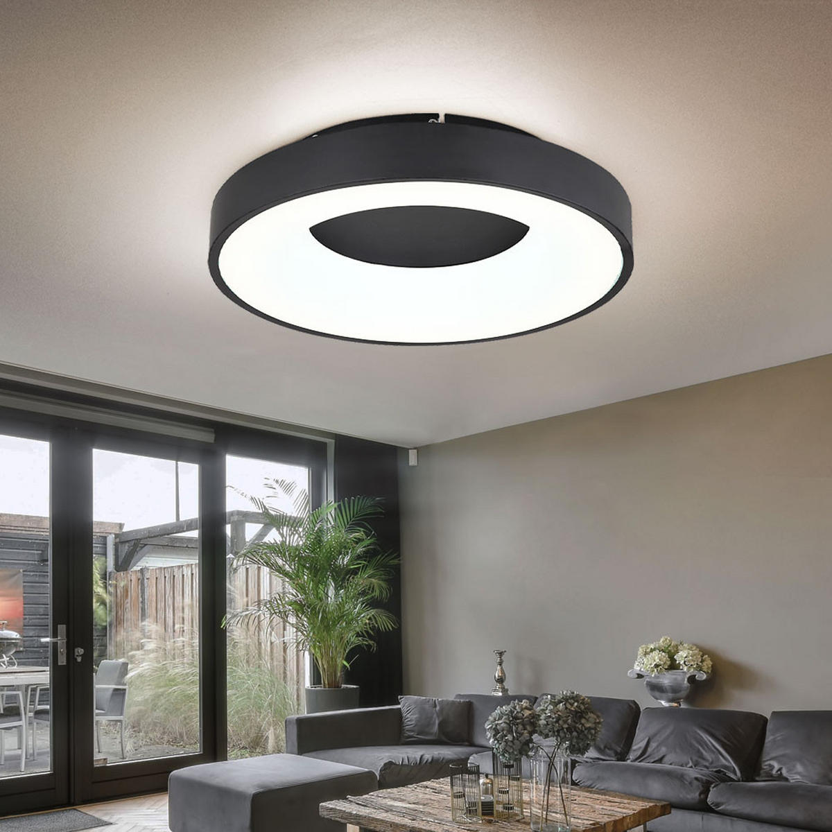 LED DECKENLEUCHTE Metall Schwarz - Schwarz, Metall (40/40/10cm) - Globo Lighting