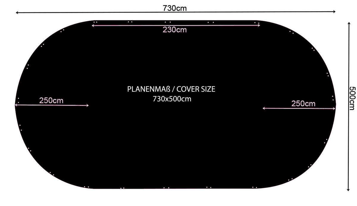 POOLABDECKUNG Oval Planenmaß 730/500 cm für Pool 650/420 cm Solar Schwarz - Schwarz, Kunststoff (730/500cm) - QUICK STAR