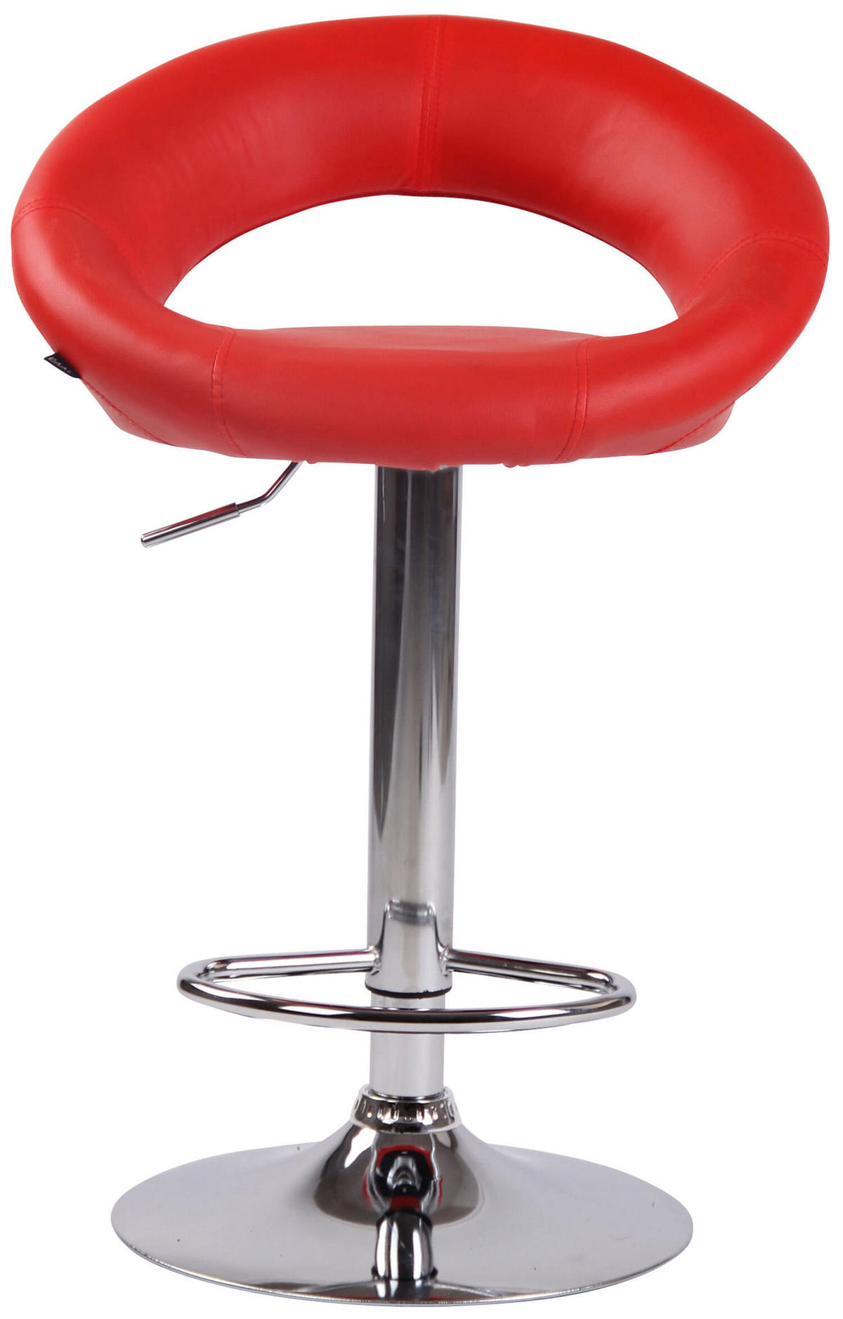 BARHOCKER Olin, Gestell Metall in Chromoptik, Kunstleder Rot - Chromfarben/Rot, Kunststoff/Textil (53/100/47cm) - TPFLiving