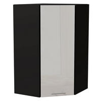 ECK-HÄNGESCHRANK Essen W4/10/60 Weiß Hochglanz / Schwarz Matt 60 / 60 / 96cm - Weiß Hochglanz/Schwarz, Holz/Holzwerkstoff (60/96/60cm) - Feldmann-Wohnen