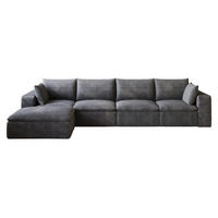 ECKSOFA aus Stoff 340 cm Dunkelgrau mit flexiblem Aufbau und Schaumstoffkern - Dunkelgrau, Textil (340/160cm) - Modfu