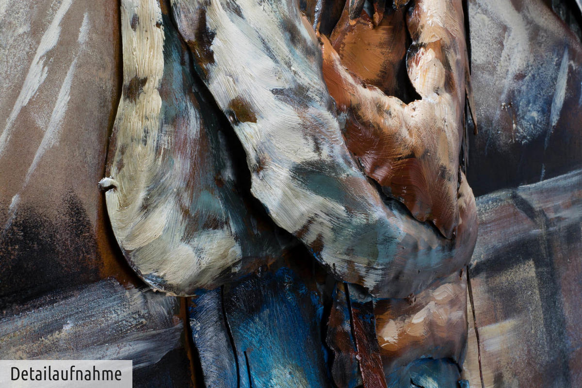 METALLBILD Blau 70/100 cm - Blau/Braun, Metall (70/100cm) - KUNSTLOFT