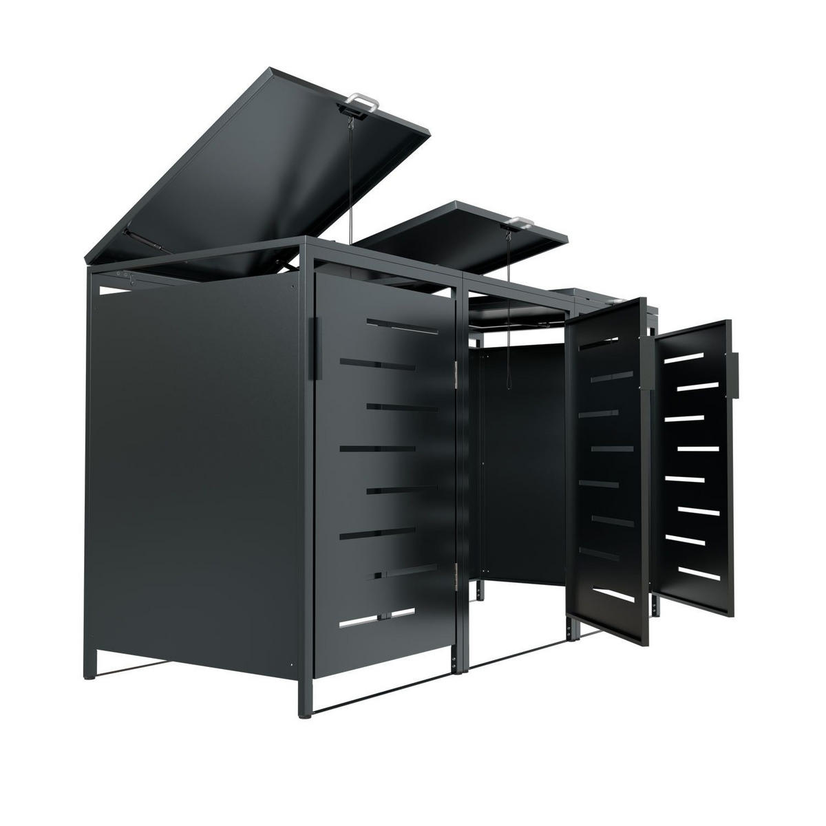 MÜLLTONNENBOX Arel 3er-Set - Anthrazit, Metall (204/120/80cm) - Juskys