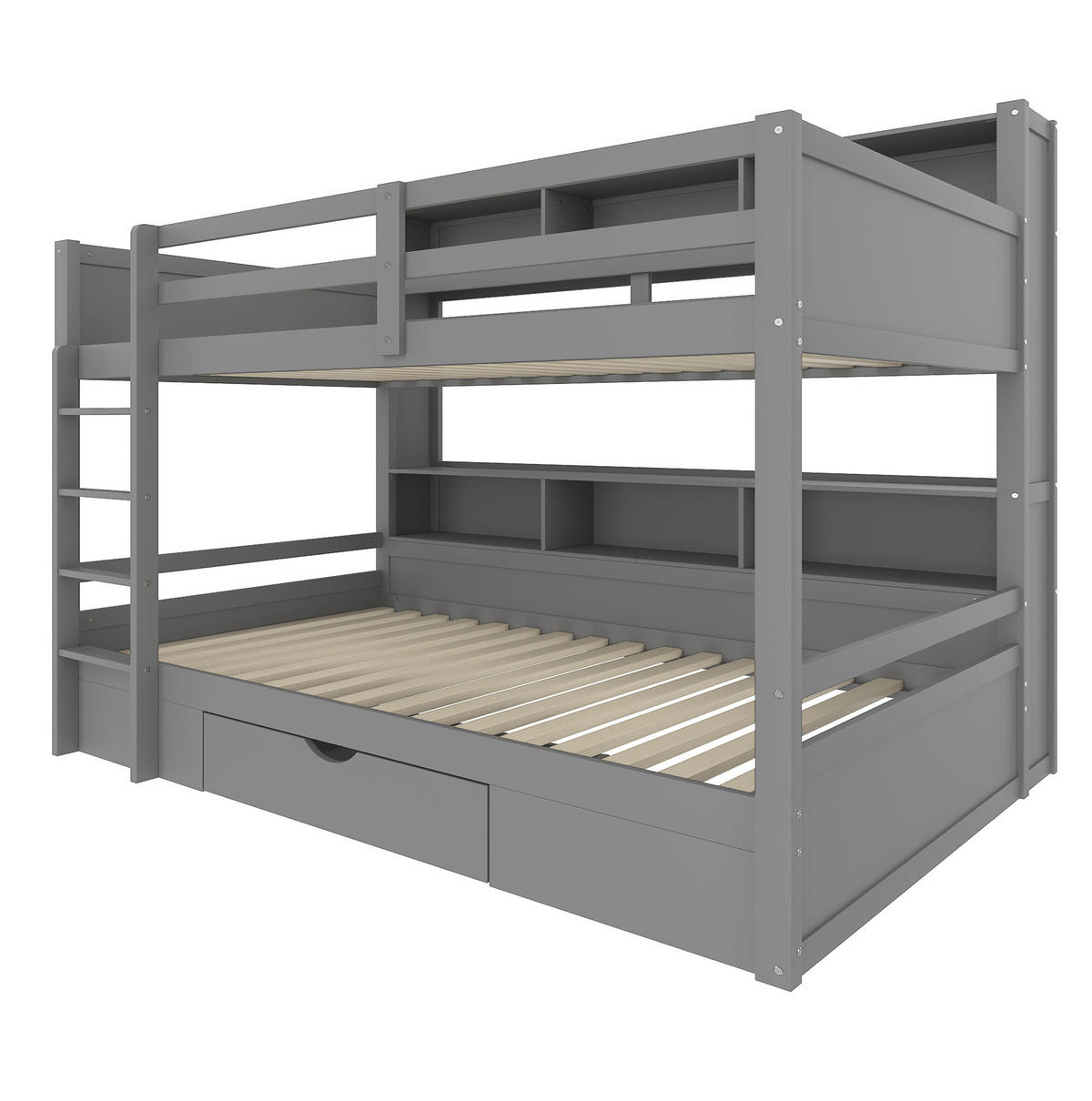 ETAGENBETT 90/200 cm in Grau mit Schublade und Ablagefächern - Grau, Holz (90/200cm) - OKMYHOME