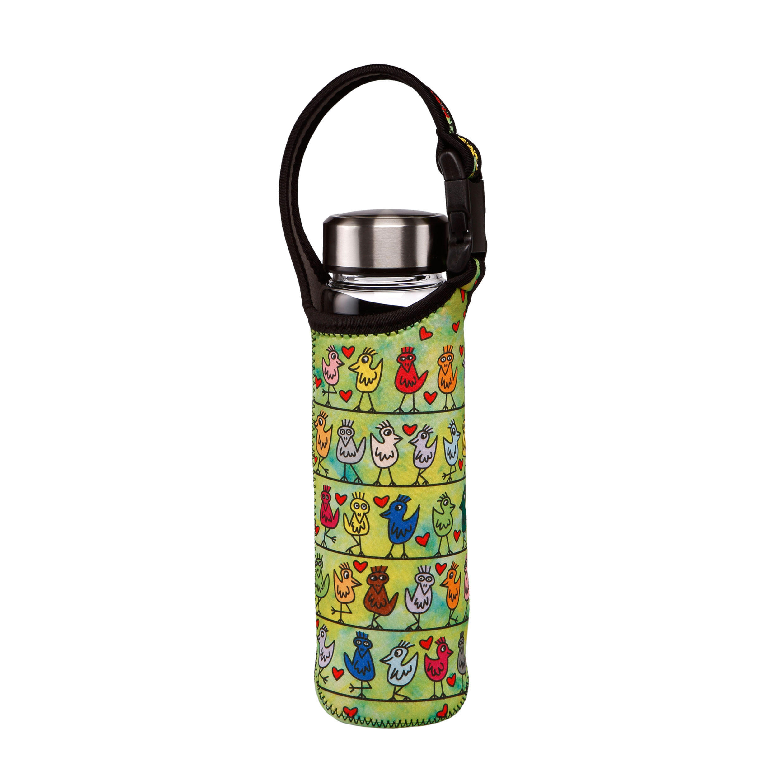 TRINKFLASCHE James Rizzi - Birds on a Love Wire, Pop Art, Glas-Kombi, Bunt, 700 ml - Multicolor, Glas (0.7L) - Goebel