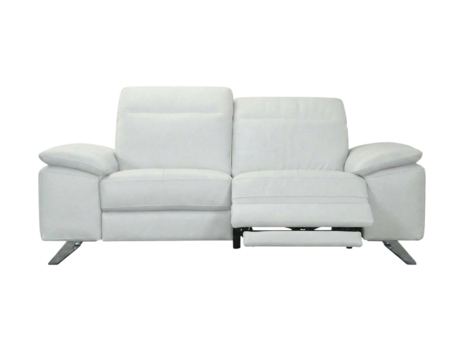 3-SITZER Sofa Genius Echtleder mit 1 x Relaxfunktion Weiß - Weiß, Leder/Metall (220/80/104cm)