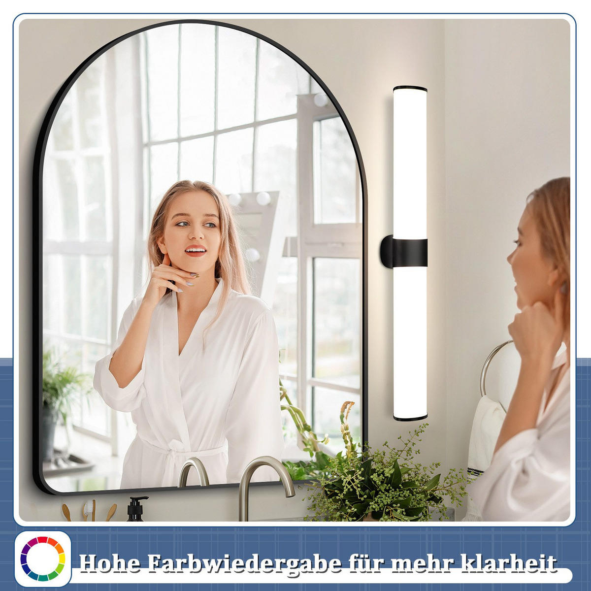 SPIEGELLEUCHTE Lichtanis 12.8/6.8/60.0 cm - Schwarz, Kunststoff (12.8/6.8/60cm) - ZMH